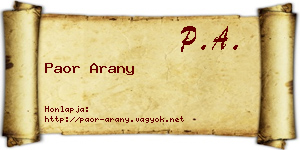 Paor Arany névjegykártya